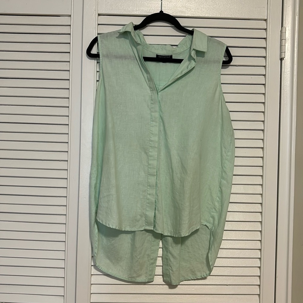 For Cynthia mint linen blouse